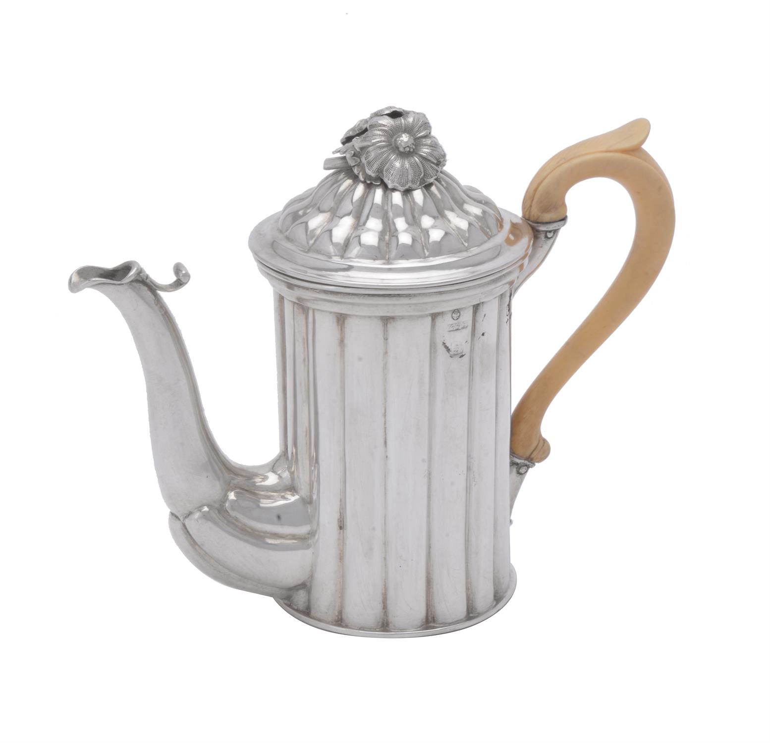 Y A Polish silver coloured coffee pot