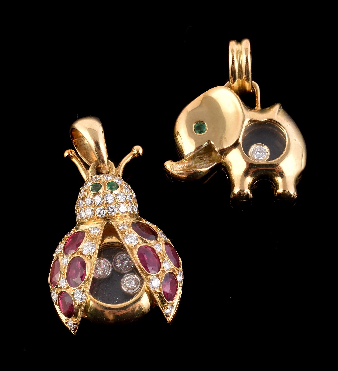 A gem set ladybird pendant