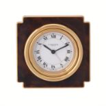 Cartier, Ref. 7512, A brass and brown lacquer desk alarm clock