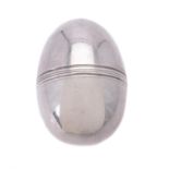 A George II silver egg shaped nutmeg grater by David Field