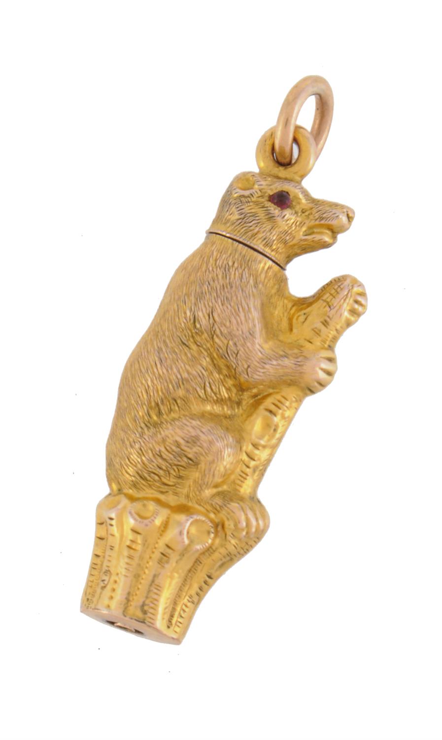 An early Victorian gold bear and staff propelling pencil - Image 2 of 2