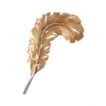 A 1960s 18 carat gold two colour feather brooch