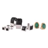 Y A pair of onyx cufflinks and dress studs by Dunhill