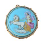 A mid Victorian painted porcelain brooch by Josiah Rushton