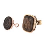A late 18th century/ early 19th century gold and smokey quartz fob seal