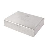 A silver large rectangular cigarette box by Mappin & Webb