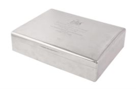 A silver large rectangular cigarette box by Mappin & Webb