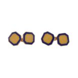 A pair of 9 carat gold enamelled Asprey cufflinks