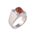 A diamond and cornelian dress ring
