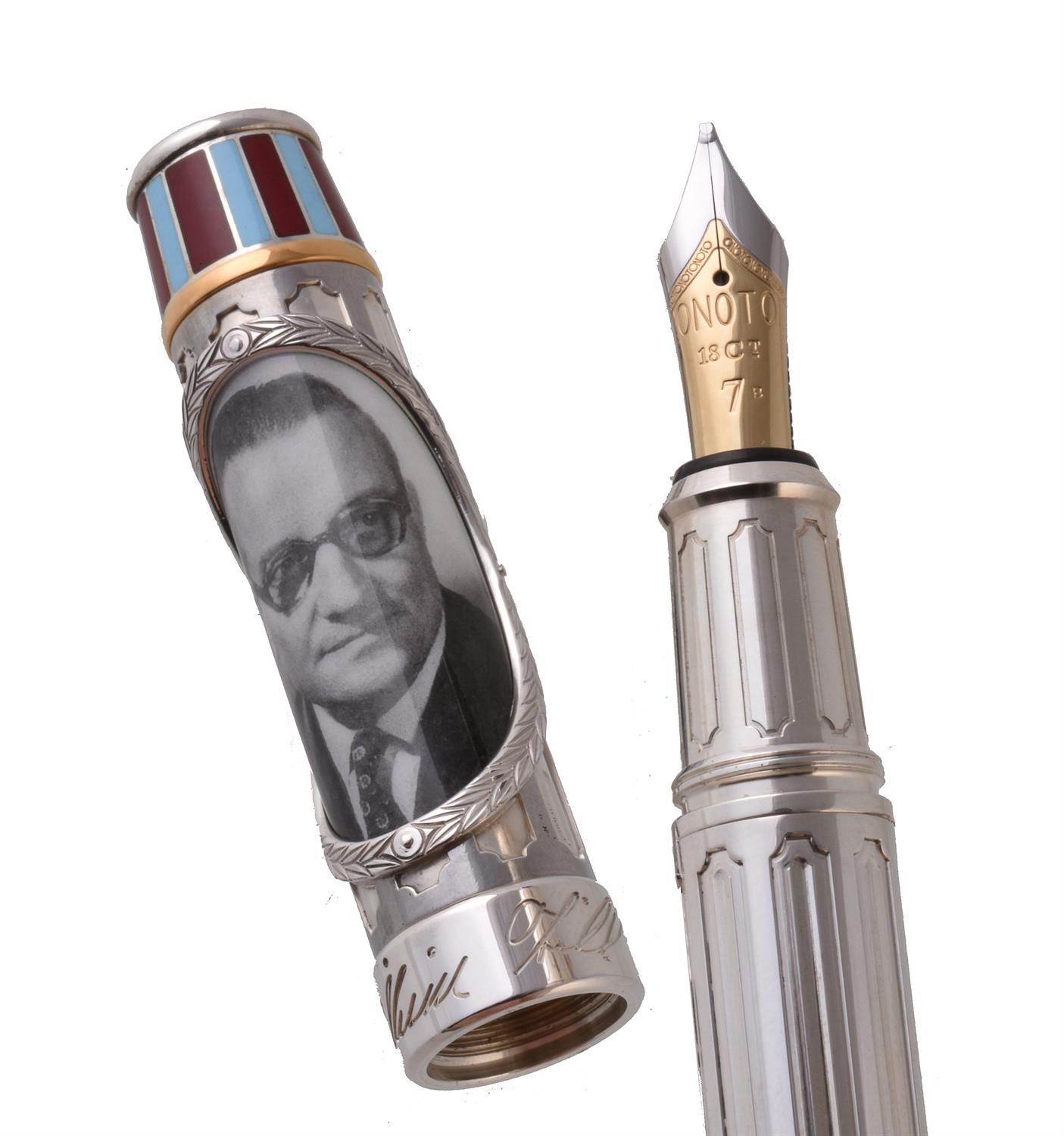 Onoto, William Hill 80th Anniversary, a limited edition silver fountain pen - Image 2 of 3