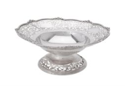 A silver shaped circular tazza by Levesley Brothers