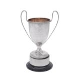 A silver twin handled pedestal trophy cup by Jay, Richard Attenborough Co. Ltd.