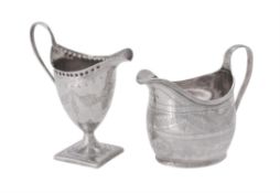 A George III silver helmet shaped cream jug by Peter & Anne Bateman