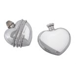 A silver coloured heart shaped scent bottle by Tiffany & Co.