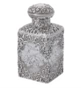 A late Victorian silver mounted cut glass bottle by Goldsmiths & Silversmiths Co. Ltd.
