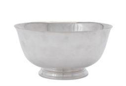 An American silver coloured bowl by Tiffany & Co.