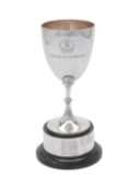 An Edwardian silver pedestal trophy cup by Martin, Hall & Co.