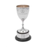 An Edwardian silver pedestal trophy cup by Martin, Hall & Co.