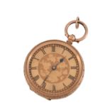 Unsigned, a 14 carat gold open face fob watch