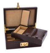 Fortnum & Mason, a brown faux crocodile men's accessory box