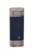 Cartier, Must de Cartier, a white metal and blue lacquer lighter