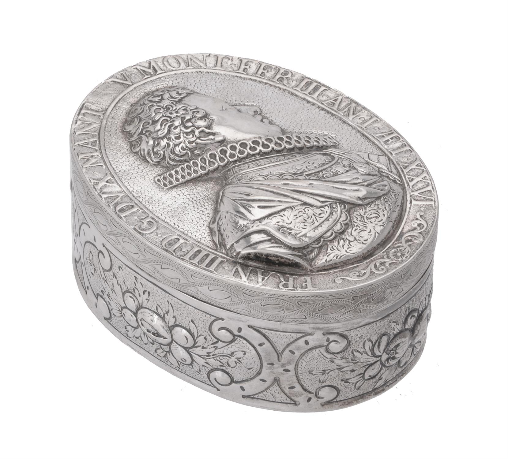 A 19th century continental silver oval box