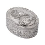 A 19th century continental silver oval box