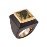 A lemon quartz and ebony dress ring by Sanalitro Gioielli