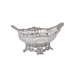 A Victorian silver shaped oval pierced basket by William Comyns