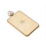 A French gold rectangular photograph locket with canted corners