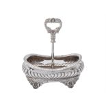 A George IV silver mounted cruet bottle stand by Charles Fox II
