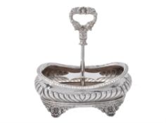 A George IV silver mounted cruet bottle stand by Charles Fox II