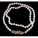 A cultured pearl and diamond necklace