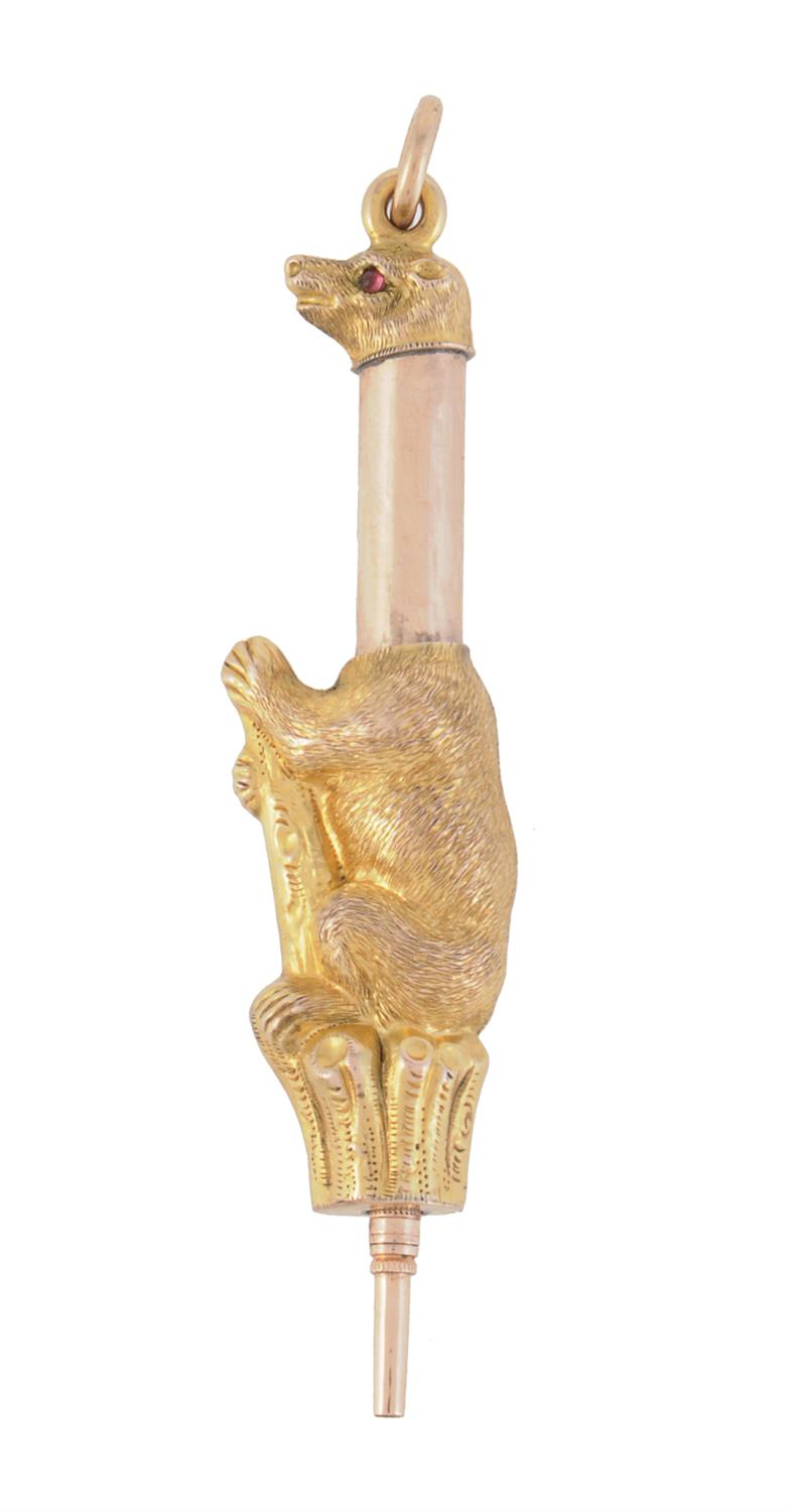 An early Victorian gold bear and staff propelling pencil