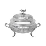 A Spanish silver coloured tureen and cover