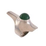 A silver and chrysoprase ring by Henning Koppel for Georg Jensen
