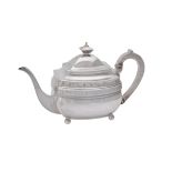 Y A George III silver oblong baluster tea pot by Charles Fox I