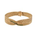 A 1970s Italian woven link emerald bracelet