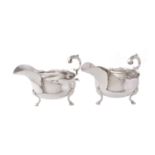 A matched pair of silver oval sauce boats by Atkin Brothers