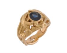 An Art Nouveau sapphire chimera ring