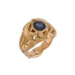 An Art Nouveau sapphire chimera ring