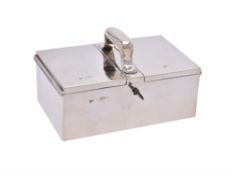 A silver rectangular twin compartment cigarette box by Walker & Hall