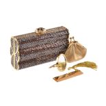 Judith Leiber, a gilt metal and dark caramel crystal clutch bag