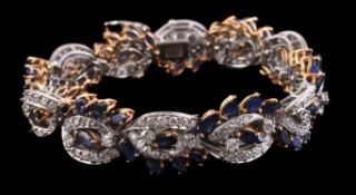 A diamond and sapphire bracelet