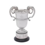 A silver twin handled pedestal trophy cup by Walker & Hall