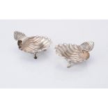 A pair of George III silver shell shaped butter dishes by William Abdy II