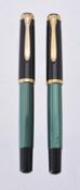 Pelikan, Souveran, M400, two green and black roller ball pens