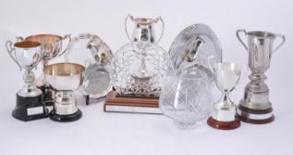 A collection of electro-plated trophies from Donnington Valley Golf Club