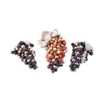 Three Italian silver electro-formed over resin bunches of grapes by Laminato AG
