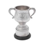 A silver twin handled baluster pedestal trophy cup by S. Blanckensee & Son Ltd.